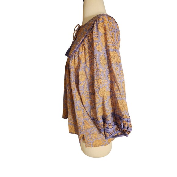 Cleobella Peasant Floral Cottage Top Womens Small Organic Cotton Boho Amarillis - Picture 3 of 8